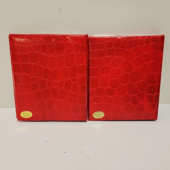 2 SEARS Portrait Studio Mini Red Animal Print Photo Album Picture Holders - Picture 4 of 4